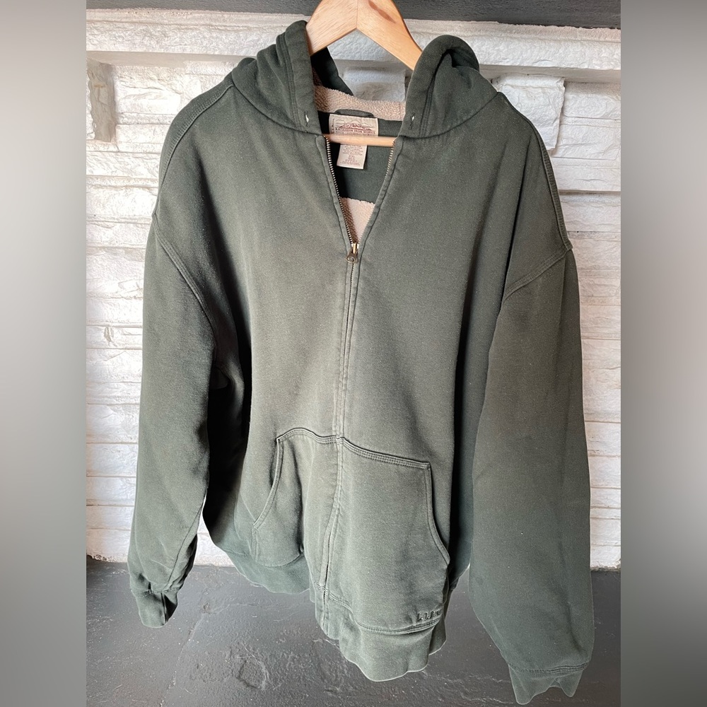 LL Bean Katahdin Iron Works full-zip, hooded sweatshirt, Sherpa lined